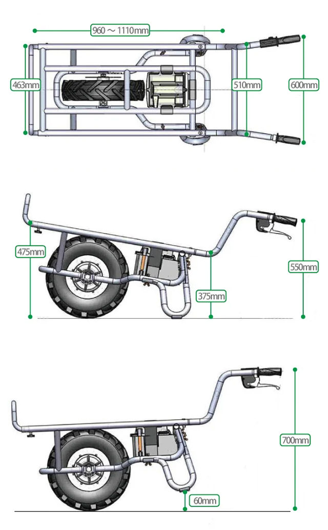 1 wheel electric carrier size